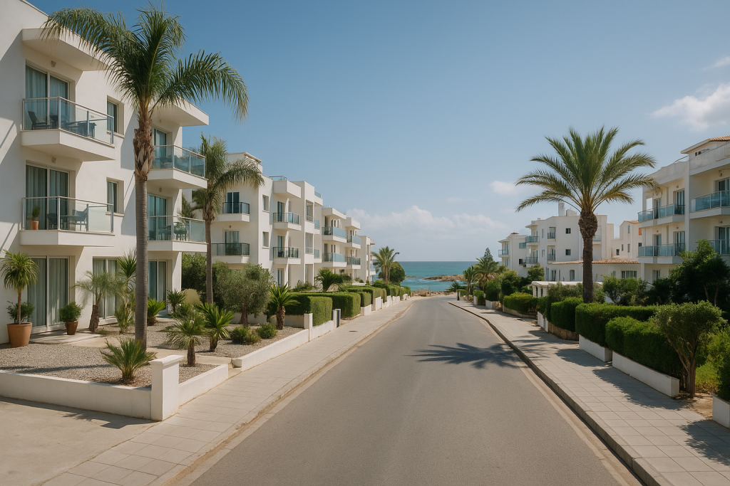 Choosing where to stay in Pernera Cyprus - residential streets of Pernera near the beach, small boutique hotels and apartments, Mediterranean coastline - image 1